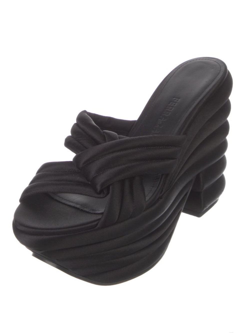 Ferragami Women’s Black Quilted Platform Slide Heels